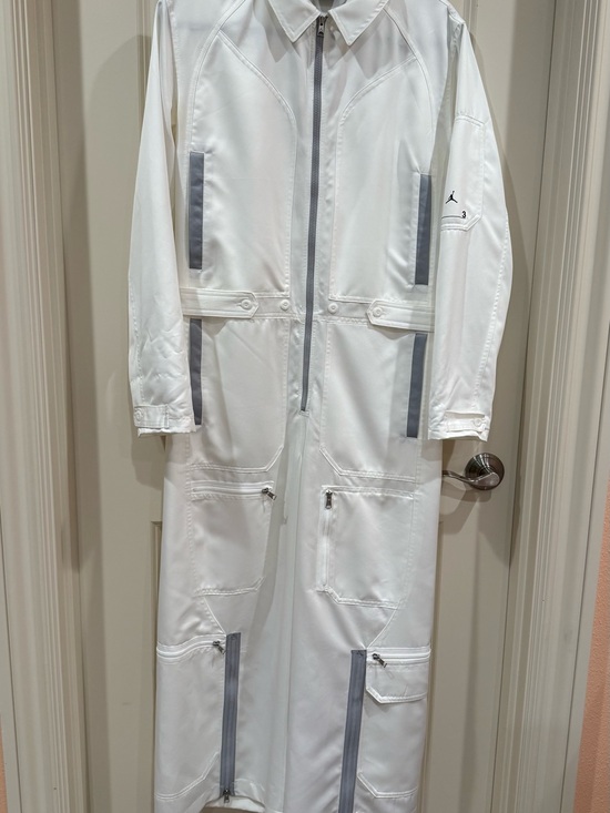 Jordan Pants - Jordan White Jumpsuit with Gray Accents